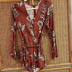 honey belle small red floral romper